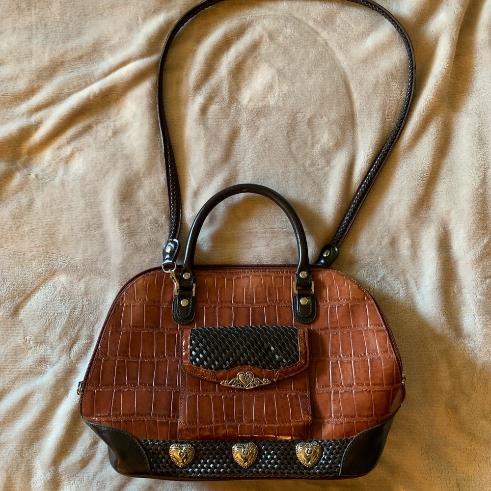 M.C. Handbags Brown/Auburn Embossed Leather Bag